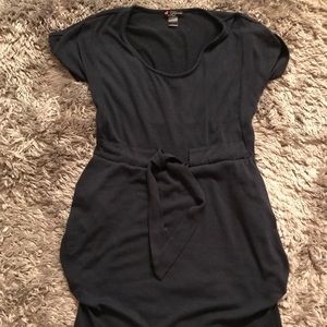 Navy ruched & tie dress